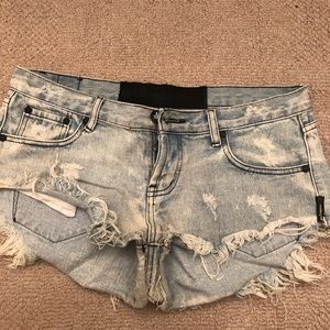 One teaspoon acid wash denim shorts